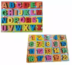 Set of 2 Wooden Learning Board - Capital Letter Learning Board for Kids, 123 Number Learning Board for Kids, Educational Board for Kids (Multicolor) (Alphabet+Numbers)